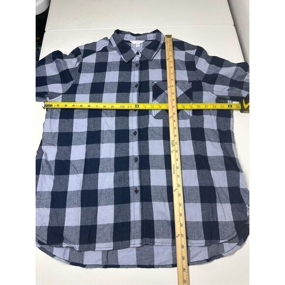 Time & Tru Women's Flannel Shirt Button Down Long Sleeves Sz 16-18 Lavender Blue - Picture 7 of 11